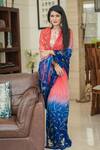 Ruar India_Blue Chiffon Sequin Embroidered Saree And Blouse_Online_at_Aza_Fashions