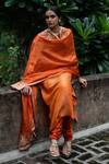 Shop_Deepthee_Orange Silk Kurta Set_at_Aza_Fashions