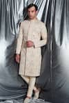 Buy_Dev R Nil_White Handloom Cotton Embroidered Sherwani_at_Aza_Fashions