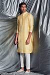 Buy_Dev R Nil_Yellow Chanderi Silk Kurta Set_at_Aza_Fashions