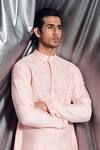 Shop_Dev R Nil_Pink Chanderi Silk Kurta Set_at_Aza_Fashions
