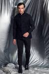 Buy_Dev R Nil_Black Linen Embroidered Bundi And Shirt Set_at_Aza_Fashions