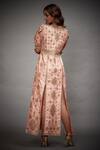 Shop_RI.Ritu Kumar_Peach Polyester Embroidered Slit Gown_at_Aza_Fashions