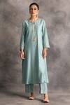 Buy_Anantaa by Roohi_Blue Silk Chanderi Kurta_at_Aza_Fashions