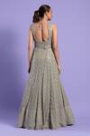 Shop_Two Sisters By Gyans_Grey Georgette Floral Embroidered Gown_at_Aza_Fashions