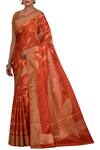 Shop_Samyukta Singhania_Orange Pure Banarasi Tussar Silk Saree_at_Aza_Fashions