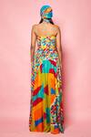 Shop_Eshaa Amiin_Multi Color Crepe Geometric Pattern Flared Skirt_at_Aza_Fashions