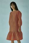 Buy_Ek Katha_Orange Chanderi Printed Dress_at_Aza_Fashions