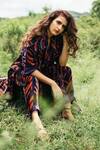 Buy_Nirmooha_Purple Velvet Printed Long Jacket_at_Aza_Fashions