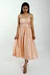 Buy_Joskai Studio_Peach Fit And Flare Silk Dress_at_Aza_Fashions
