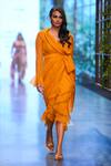 Buy_Gauri & Nainika_Yellow Cluster Shawl Collar Wrap Dress_at_Aza_Fashions