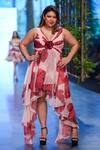 Shop_Gauri & Nainika_Pink Crinkled Chiffon Floral Print Sleeveless Dress_at_Aza_Fashions