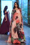 Buy_Gauri & Nainika_Black Crinkled Chiffon October Print Trapeze Gown_at_Aza_Fashions