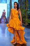 Buy_Gauri & Nainika_Yellow Viskolyk One Shoulder Gown_at_Aza_Fashions