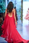 Shop_Gauri & Nainika_Red Viskolyk Asymmetric Ruffle Hem Dress_at_Aza_Fashions