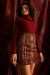 Buy_Nikita Mhaisalkar_Maroon Crepe Silk Embroidered Skirt_at_Aza_Fashions
