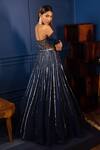 Shop_PARUL GANDHI_Blue Organza Off Shoulder Embroidered Gown_at_Aza_Fashions
