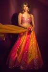 Buy_DNU Priyal Prakash_Pink Embroidered Panelled Lehenga Set_at_Aza_Fashions
