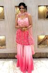 Buy_Nitisha Kashyap Official_Pink Uppada Silk Ombre Floral Embroidered Kurta Sharara Set_at_Aza_Fashions