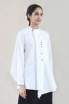 Buy_Integument_White Handloom Cotton Asymmetric Tunic_at_Aza_Fashions
