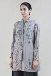 Buy_Integument_Grey Cotton Silk Floral Print Tunic_at_Aza_Fashions