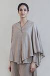 Buy_Integument_Grey Handloom Cotton Asymmetric Top_at_Aza_Fashions