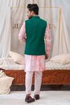 Shop_Runit Gupta_Green Cotton Linen Pintuck Bundi_at_Aza_Fashions
