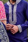 Shop_JAYANTI REDDY_Blue Silk Zardozi Embroidered Kurta Set_at_Aza_Fashions