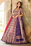 Buy_JAYANTI REDDY_Purple Raw Silk Zardozi Embroidered Banarasi Lehenga Set_at_Aza_Fashions
