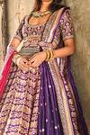 Shop_JAYANTI REDDY_Purple Raw Silk Zardozi Embroidered Banarasi Lehenga Set_at_Aza_Fashions