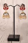 Buy_Khwaab by Sanjana Lakhani_Stone Embellished Jhumka Earrings_at_Aza_Fashions