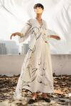 Buy_Kharakapas_White Mulmul Printed Maxi Dress_at_Aza_Fashions