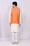 Shop_Arihant Rai Sinha_Orange Art Silk Woven Bundi And Kurta Set_at_Aza_Fashions
