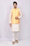 Buy_Arihant Rai Sinha_Yellow Art Silk Bundi And Kurta Set_at_Aza_Fashions