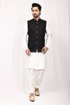 Buy_Aryavir Malhotra_Black Mandarin Collar Bundi And Kurta Set_at_Aza_Fashions