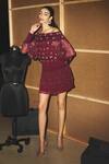 Buy_Kangana Trehan_Maroon Silk Chiffon Embellished Dress_at_Aza_Fashions