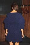 Shop_Kangana Trehan_Blue Crepe Wrap Embellished Dress_at_Aza_Fashions