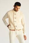 Buy_Kunal Anil Tanna_Beige Cotton Bundi And Kurta Set_at_Aza_Fashions