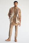 Shop_Kunal Anil Tanna_Beige Cotton Jacket And Pant Set_at_Aza_Fashions