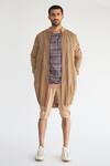 Kunal Anil Tanna_Beige Cotton Jacket And Shorts Set_Online_at_Aza_Fashions