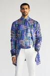 Buy_Kunal Anil Tanna_Blue Cotton Jacket And Pant Set_at_Aza_Fashions