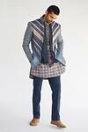 Shop_Kunal Anil Tanna_Blue Cotton Jacket And Kurta Set_at_Aza_Fashions