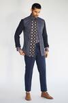 Shop_Kunal Anil Tanna_Blue Cotton Jacket And Pant Set_at_Aza_Fashions
