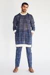 Shop_Kunal Anil Tanna_Blue Cotton Kurta And Pant Set_at_Aza_Fashions