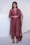 Buy_Sravanti_Brown Chanderi Embroidered Kurta Set_at_Aza_Fashions