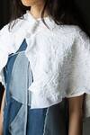 Shop_Leh Studios_White Cotton Pique Knit Creased Collar Cape_at_Aza_Fashions