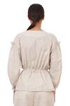 Shop_Genes Lecoanet Hemant_Beige Linen Striped Top_at_Aza_Fashions