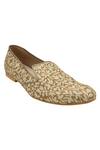 Shop_Veruschka by Payal Kothari_Beige Brocade Loafers_at_Aza_Fashions
