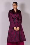 Buy_Mimamsaa_Green Handwoven Satin Silk Striped Jacket_at_Aza_Fashions