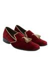 Buy_Veruschka by Payal Kothari_Maroon Velvet Loafers With Tassels_at_Aza_Fashions